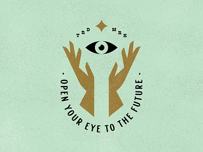 Open Your Eyes To The Future branding design hands illustration lockup logo mark third eye thirdeye typography vector