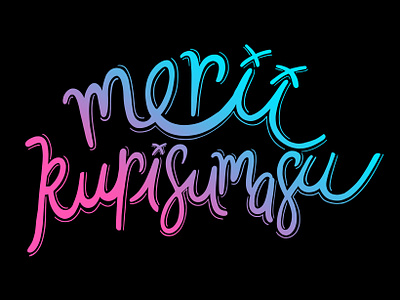 Merii Kurisumasu - Merry Christmas Hand Lettering blue dark gradient hand lettering handlettering japan japanese language merrychristmas neon phrase pink