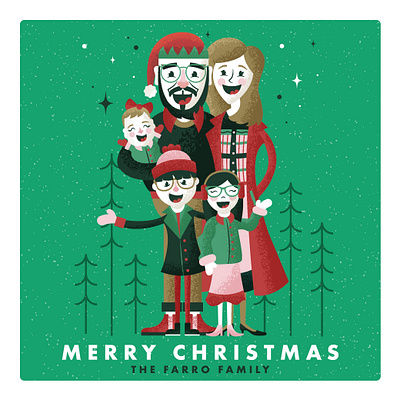 Farro Family Christmas Card 2020 christmas christmas card cute family family christmas card farro holiday holiday card retrosupply co snow trees