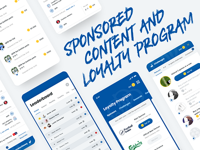 FootballNet — Loyalty Program and Sponsored Content app bonus football leaderboard loyalty mobile app network points product progress reward shopping soccer sponsor stats ui wallet