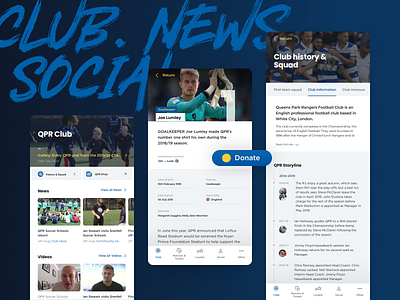 FootballNet — QPR Club and News [by PixelPlex] app chat fans fanstore football group leaderboard match message messaging news soccer social network sport app statistic ui ux