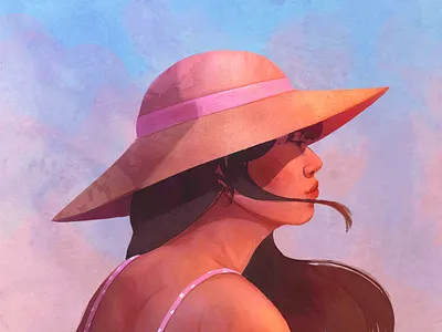 Hated girl beach character character design color colors digital art digital painting digitalart face illustration portrait style summer woman