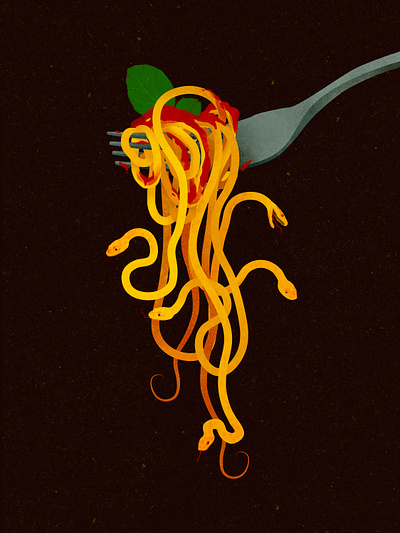 dearest relatives, poisonous relations christmas classic conceptual digital art digital illustration fork illustration illustration art illustration digital illustrator italian italian food movie parenti serpenti photoshop sauce snake snakes spaghetti surreal