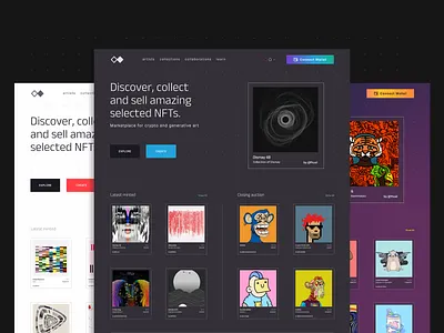 NFT Marketplace landing page design blockchain crypto design landing marketplace mockup nft ui web3 webapp webdesign website