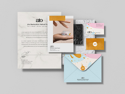 Ato Stationery Design brand design brand identity branding branding design business card business card design business cards contact cosmetic logo cosmetic packaging envelope envelope design graphic design logo design modern design modern logo stationery stationery design