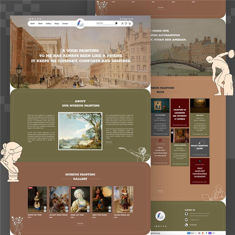 WooCommerce Museum Painting Website Landing Page custom museum website graphic design motion graphics museum website design ui website landing page woocommerce website design