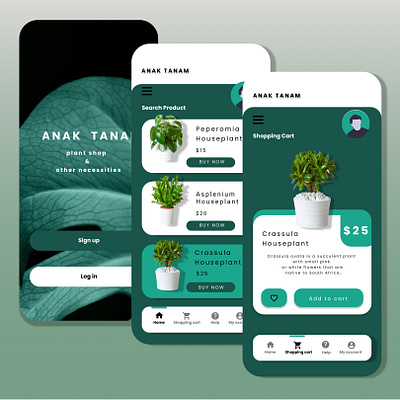 Plants shop application of @anak.tanam application designer mobile plantshop shop ui uiux