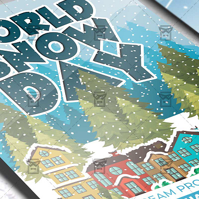 World Snow Day - Flyer PSD Template psd flyer snow day snow flyer winter atraction flyer winter flyer winter psd winter vacation flyer winter wonderland winter wonderland flyer world snow day world snow day flyer