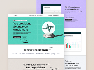 Trezy landing page 🔮 anagram analytics automated financial reporting branding cristal ball finance financial forecasting future landing page money reporting trezy