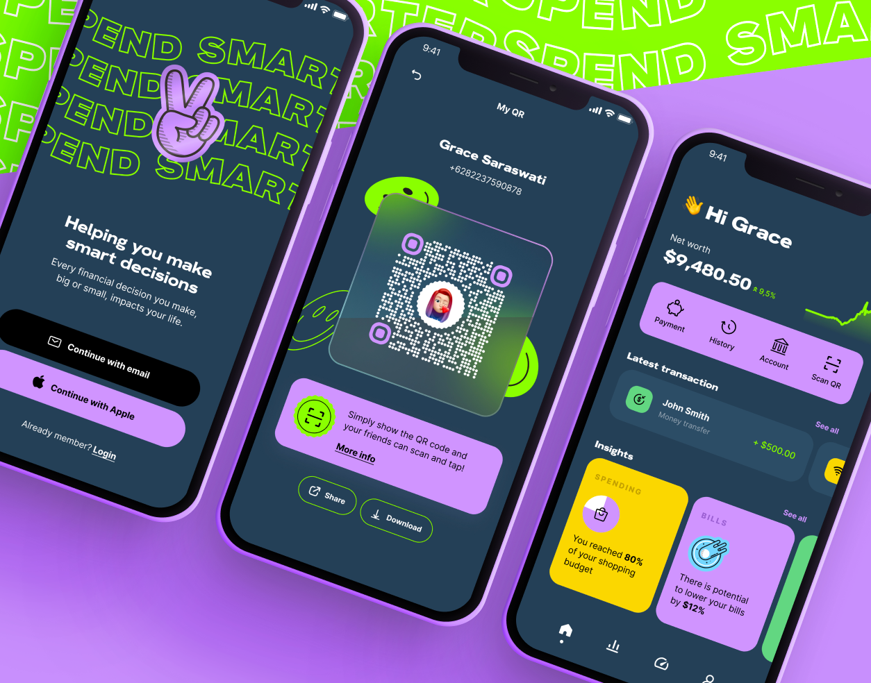 Financial Mobile App UI Kit bank budget card design finance ios mobile qr spend template ui ux wallet