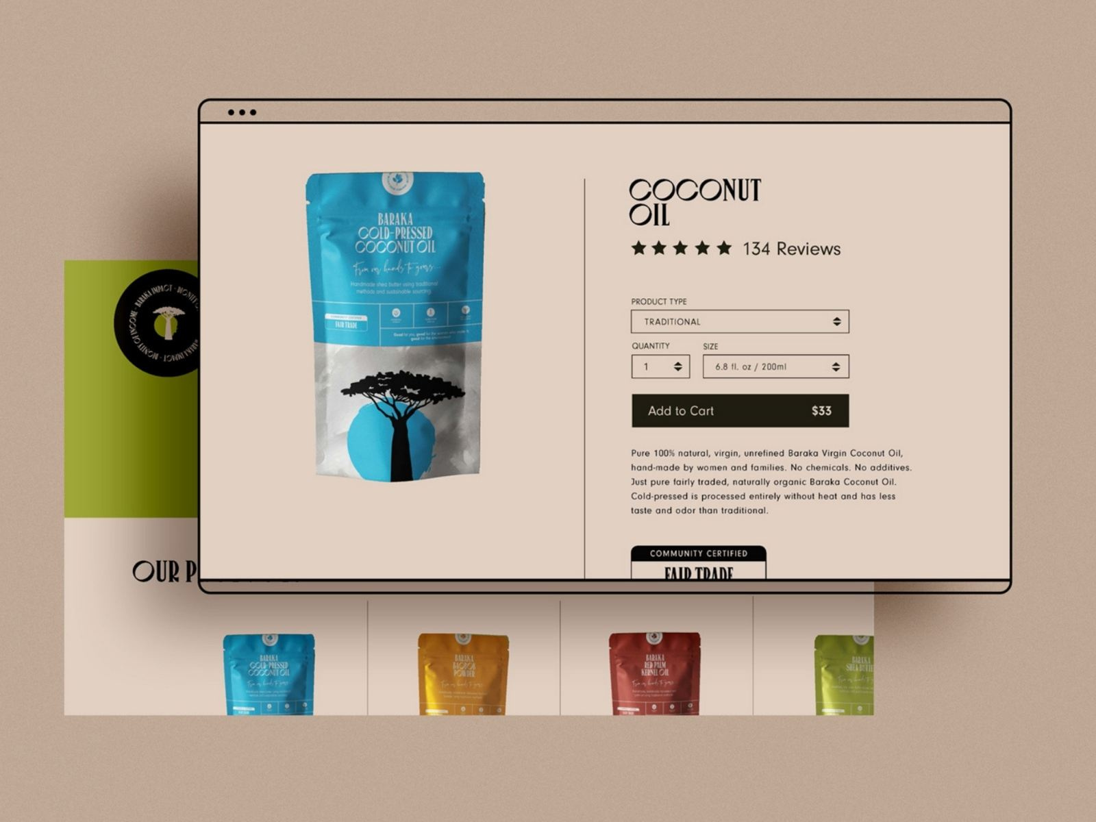 Example of Shopify Web Design for Baraka Impact