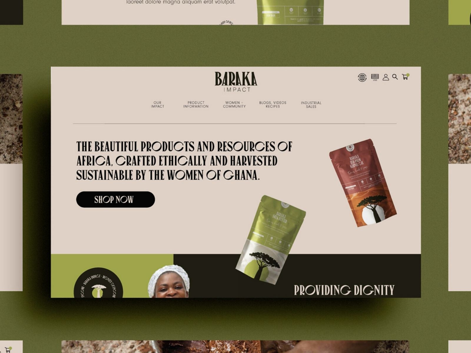 Example of Shopify Website Design for Baraka Impact