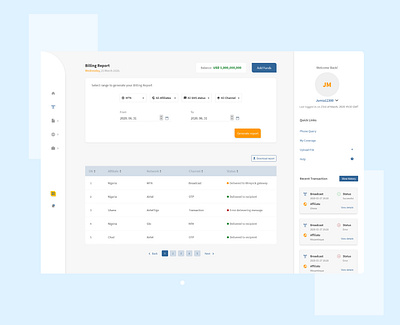 Generate Billing Report report ui uidesign uiux ux uxdesign web