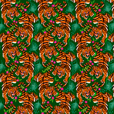 Tropical Tigress pattern pattern design patterndesign print print design surface design surface pattern textile