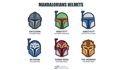 Mandalorians helmets 2d icon icon artwork illustration mandalorian starwars themandalorian vector