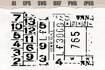 Digital Stencil graphic design illustration numbers stencil vector