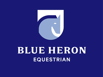 blue heron equestrian horse logo mane shield