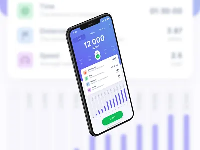 Pedometer app app design mobile ui