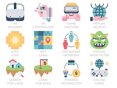 Metaverse icons crypto game goggles icons land metaverse nft online technology virtual reality vr