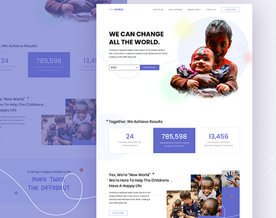 Donation Website charity event childrens creative design donation donation web greatdesign minimal purple color ui uiuxdesign ux webdesign website design