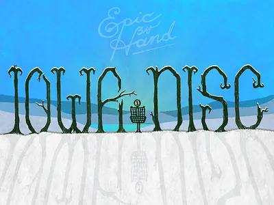 Iowa Disc custom type disc golf handletter typography vector winter