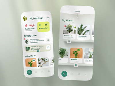My Plants | App activity ai animation app assistant clean dashaboard discover explore garden interface mobile app motion notifications plants product skeuomorphism tap bar ui widget