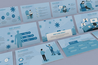 New Normal – Pandemic Presentation Template business presentation covid health hospital illustration investor keynote template lookbook pandemic pitchdeck powerpoint template presentation proposal slides virus