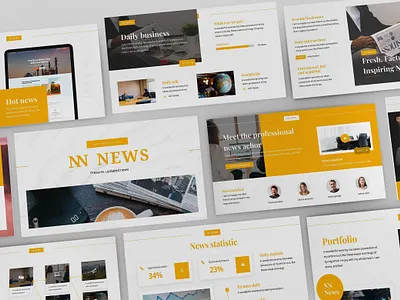 NN News – Broadcasting Presentation Template broadcasting business presentation communication corporate design entertainment finance keynote template lookbook media pitchdeck powerpoint template presentation proposal radio slides television