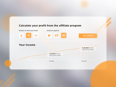 Profit Calculator app calculator chart concept design desktop ecommerce glass glassmorphism graphic design income interface marketing orange ui ux ux ui ux design web