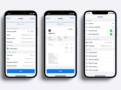 Invoice Generator iOS app Design app application figma generator invoice invoices ios mobile ui ux