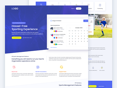Sports Management Features website design sports website ui web website ui