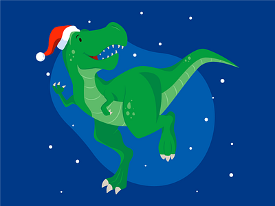 X-mas Dino 2021 character character design design dino emotion face flat green illustration new year tyranosaurus winter x mas