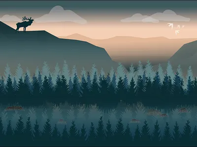 Cloudy Woods adobe illustrator illustration landscape scenery woods