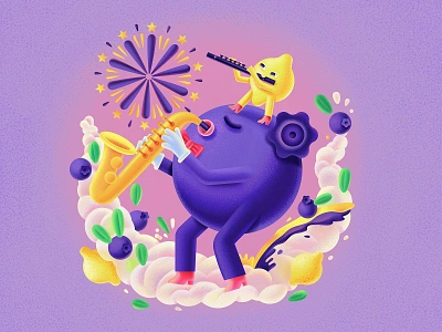 Blueberry blueberry digital digitalillustration drink fresh illustration jazz juice lemon music