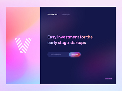 Vestorfund - Header Concept concept design gradient header hero image investment landing landing page design minimal modern modern colors startups trendy ui ux web header website