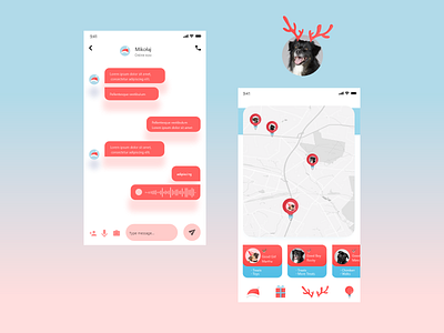 Santa's App For All Doggos app apple christmas christmass delivery delivery app dog doggs doggy glassmorphism holiday holidayseason minimal reindeer santa santaclaus shadows ui ux vector