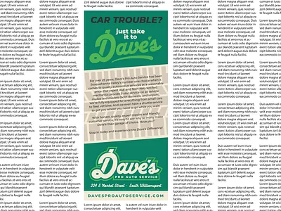 Dave's Pro Auto - Newspaper Ad advertisement automotive branding design garage graphic design newspaper ad print media vector