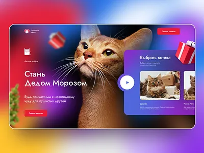 Cat shelter Home Page Concept animal asus blur cat charity christmas color concept contest design dog donations dribbbleweeklywarmup homepage landing love new year promo shelter ui
