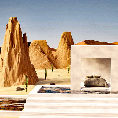 Sunbed blender blender3d cinema4d desert photorealism photoshop