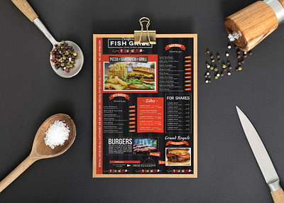 Fish Grill Menu Design Template branding design illustration logo vector