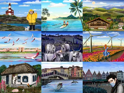 My Best Nine 2020 🎄 2020 trends digital painting digitalart happy new year mybestnine travel illustration vector illustration vectorart