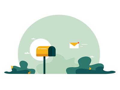 Mr: Mailbox bushes clouds color flowers graphic design illustartion inbox mail nature park vector vector art