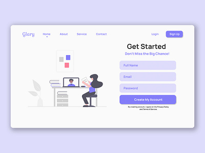 Glary Website Design flat illustration minimal simple simple design ui ux web design website website design