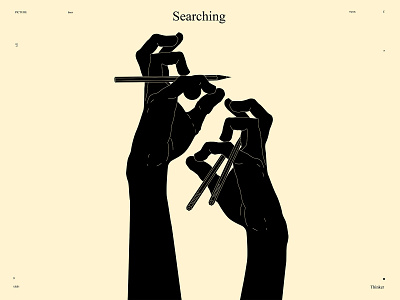 Searching abstract composition conceptual illustration creativity duality dualmeaning eye hand illustration hands illustration laconic lines minimal pencil poster poster art