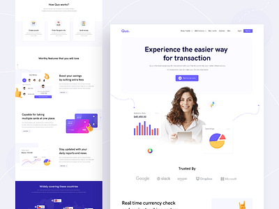 Quo || Money Transferring Website UI 2020 2020 trend banking banking website clean ui colorful design finance financial landing page typography ui web web templates