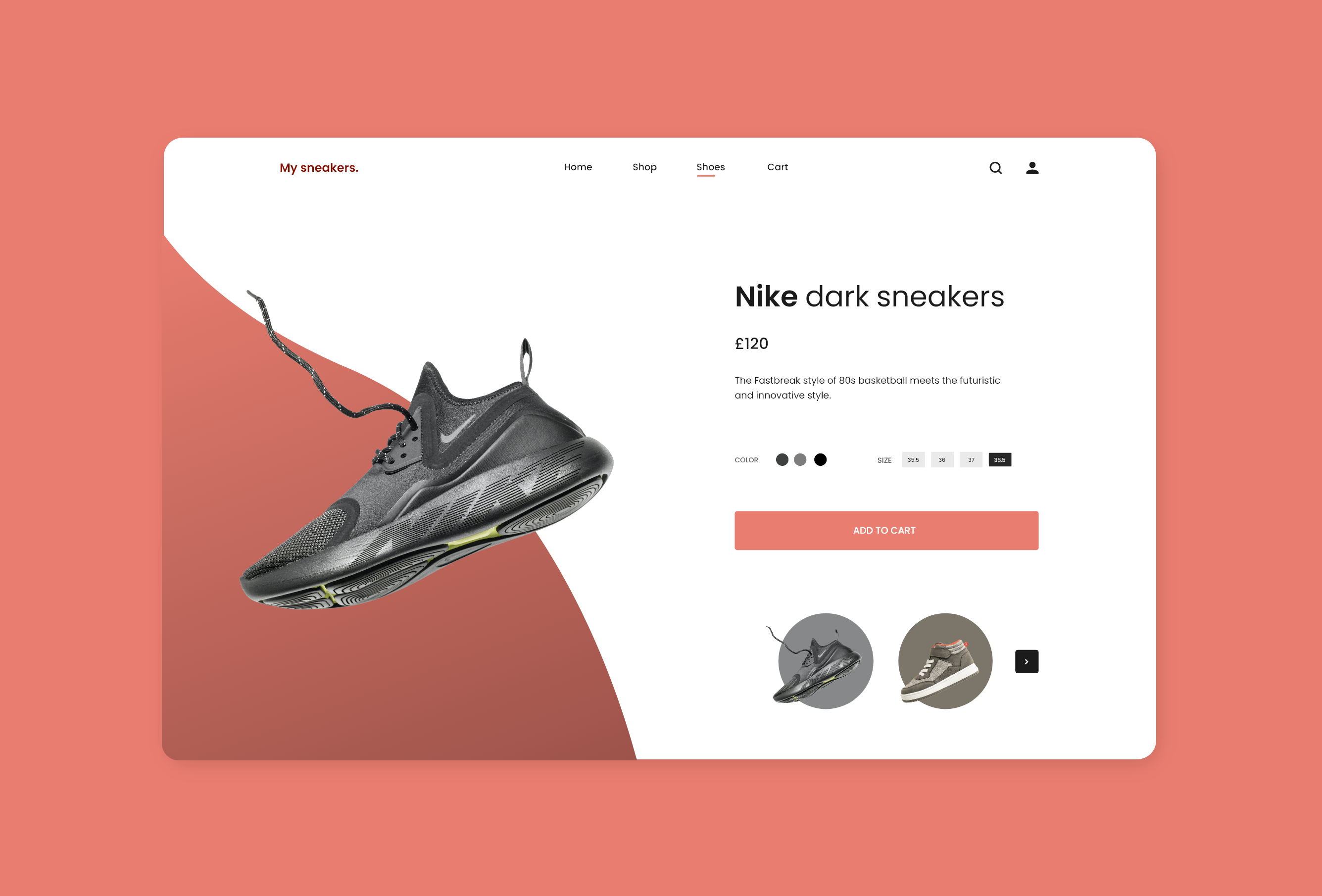 Example of Sneakers e-commerce