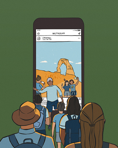 Instagram Crowds crowds desert digital drawing editorial illustration illustration instagram moab national parks outdoor outdoors utah