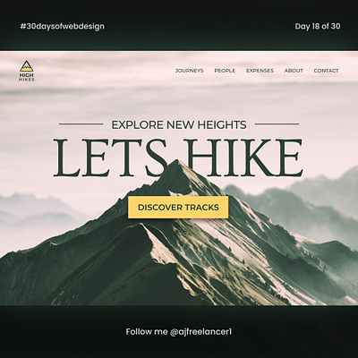 HIGH HIKES - Website UI Design adventure branding call to action design figma heights hero section hike hiking landing page minimal mountain typography ui ui design uiux web website website design