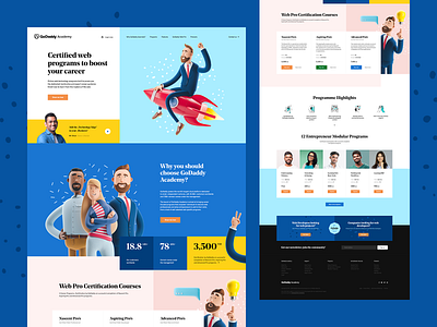 GoDaddy Academy v1 UI Design academy branding design godaddy logo ui ux vector web website wordpress