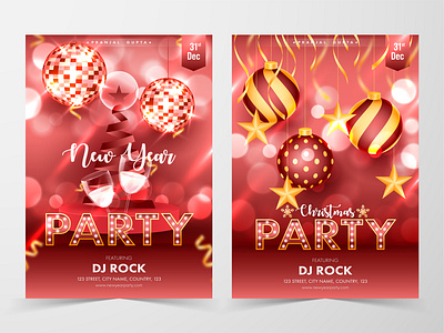 New Year & Christmas Flyer branding christmas christmas card christmas tree colors design dribbble dribbble best shot graphics icon illustrator minimal new year party flyer design popular popular shot typography vector